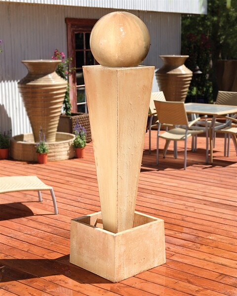 Spire Fountain With Ball Garden Slim Design Simple Sleek Sexy Art